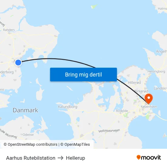 Aarhus Rutebilstation to Hellerup map