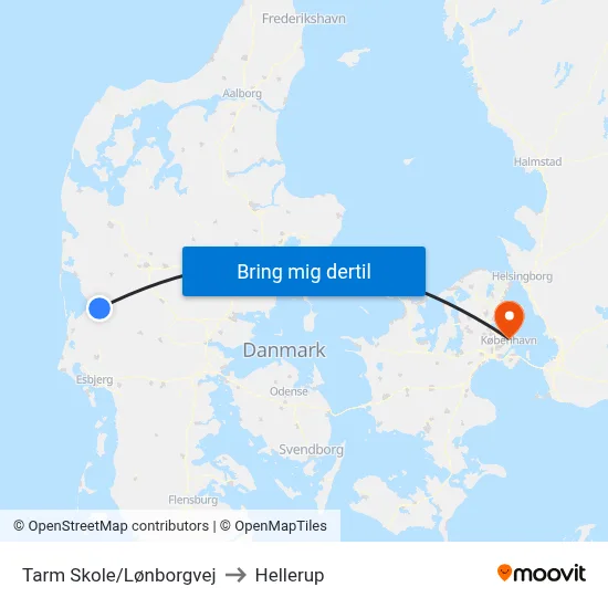 Tarm Skole/Lønborgvej to Hellerup map