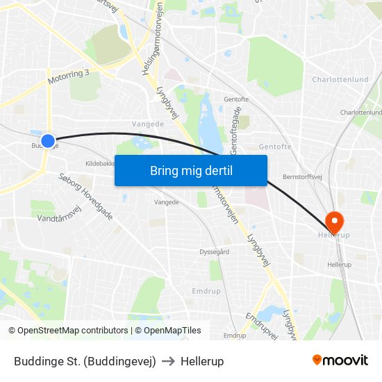 Buddinge St. (Buddingevej) to Hellerup map