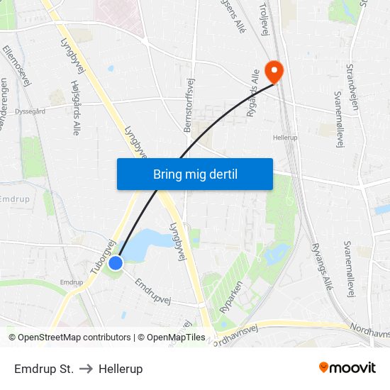 Emdrup St. to Hellerup map
