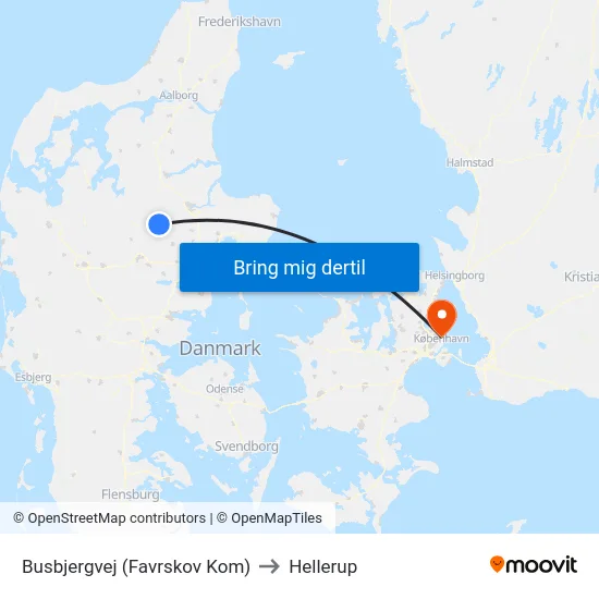 Busbjergvej (Favrskov Kom) to Hellerup map