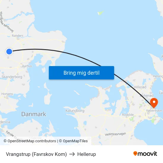 Vrangstrup (Favrskov Kom) to Hellerup map