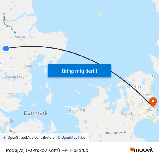 Podøjvej (Favrskov Kom) to Hellerup map