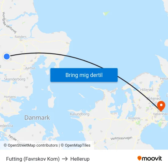 Futting (Favrskov Kom) to Hellerup map