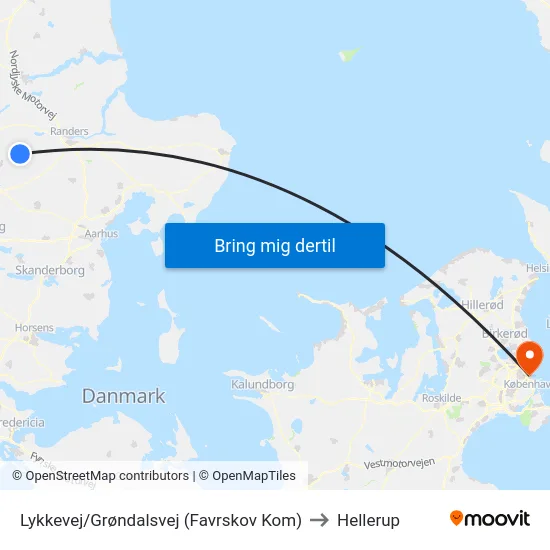 Lykkevej/Grøndalsvej (Favrskov Kom) to Hellerup map