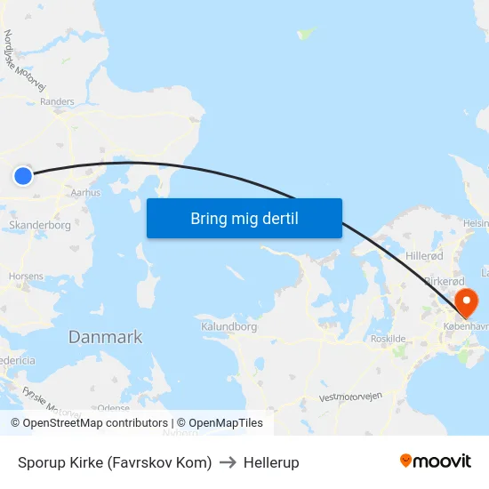 Sporup Kirke (Favrskov Kom) to Hellerup map