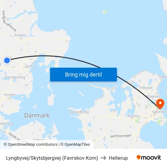 Lyngbyvej/Skytsbjergvej (Favrskov Kom) to Hellerup map