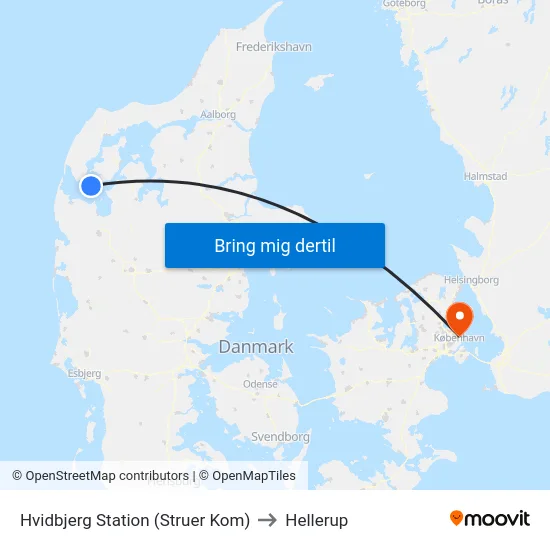 Hvidbjerg Station (Struer Kom) to Hellerup map