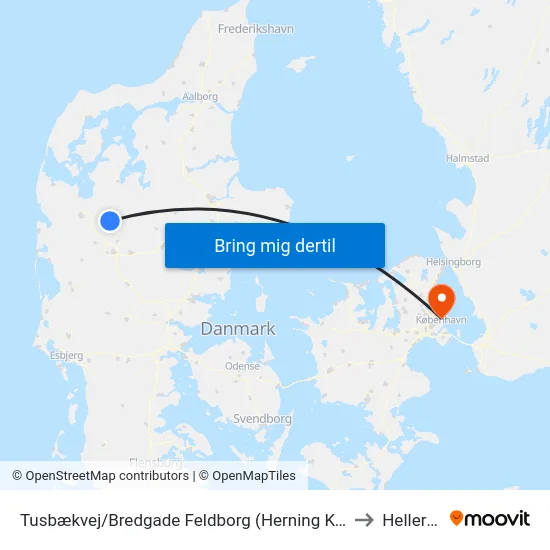 Tusbækvej/Bredgade Feldborg (Herning Kom) to Hellerup map
