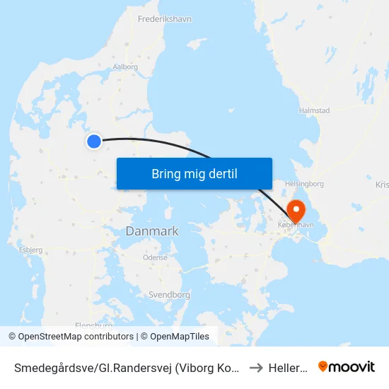 Smedegårdsve/Gl.Randersvej (Viborg Kom) to Hellerup map