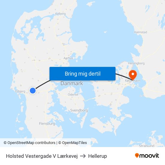 Holsted Vestergade V Lærkevej to Hellerup map
