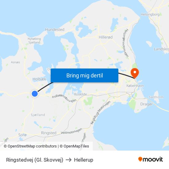 Ringstedvej (Gl. Skovvej) to Hellerup map