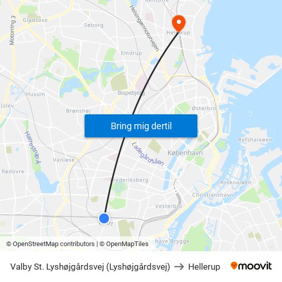 Valby St. Lyshøjgårdsvej (Lyshøjgårdsvej) to Hellerup map