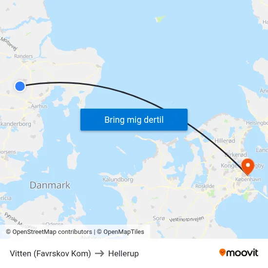 Vitten (Favrskov Kom) to Hellerup map