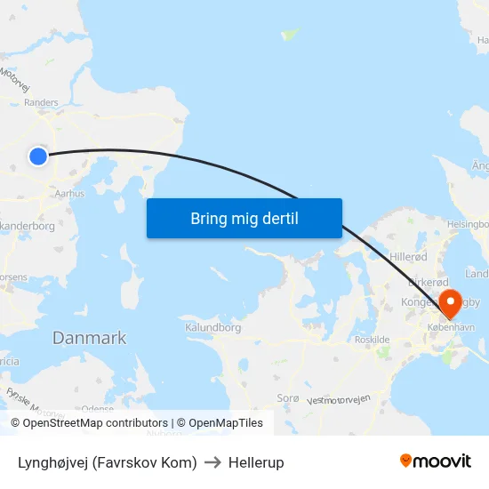 Lynghøjvej (Favrskov Kom) to Hellerup map