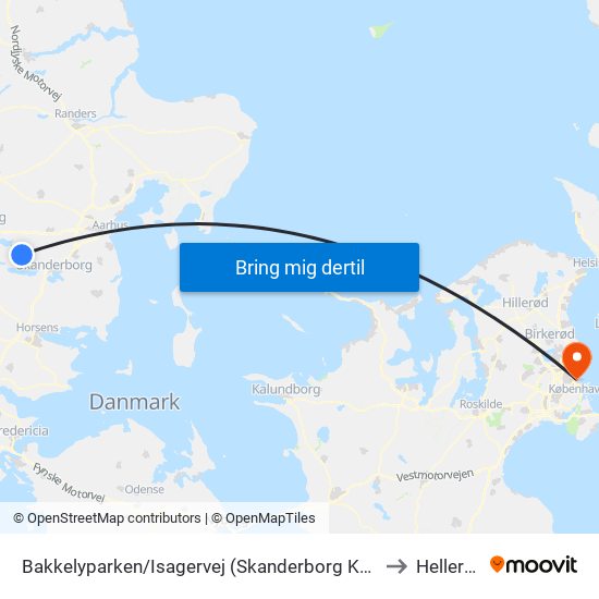 Bakkelyparken/Isagervej (Skanderborg Kom) to Hellerup map