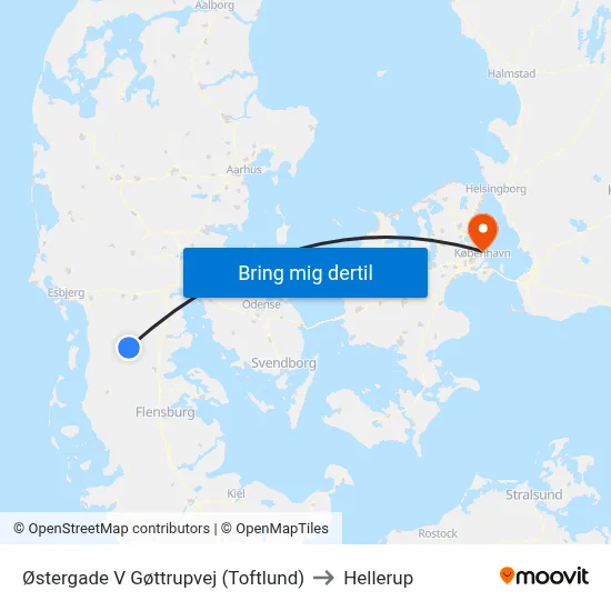 Østergade V Gøttrupvej (Toftlund) to Hellerup map
