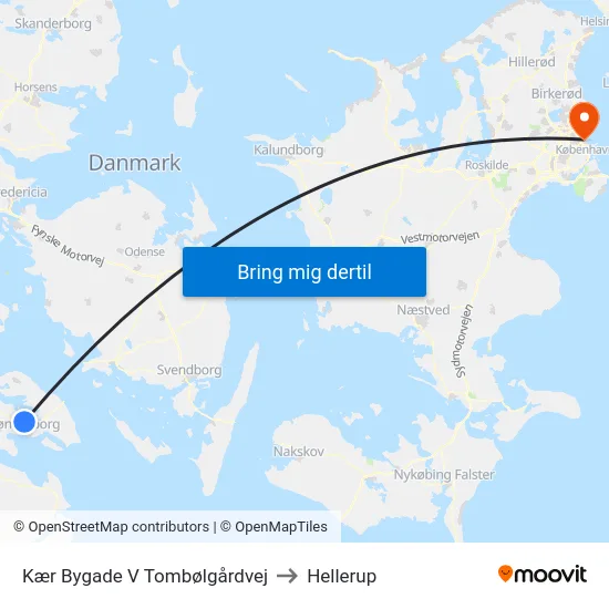 Kær Bygade V Tombølgårdvej to Hellerup map