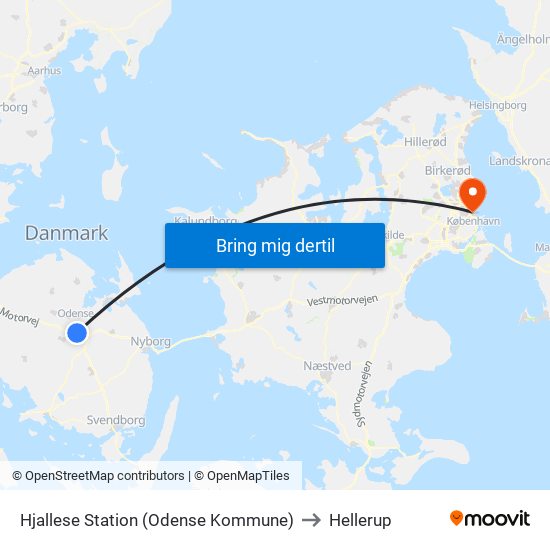 Hjallese Station (Odense Kommune) to Hellerup map