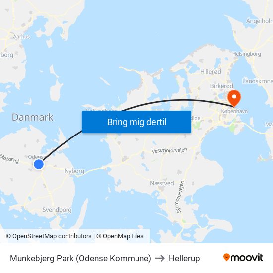 Munkebjerg Park (Odense Kommune) to Hellerup map