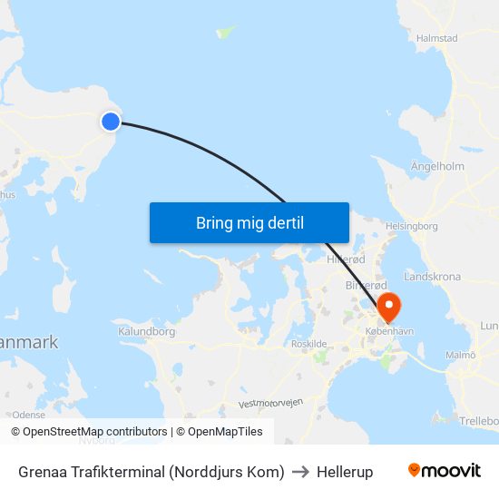 Grenaa Trafikterminal (Norddjurs Kom) to Hellerup map