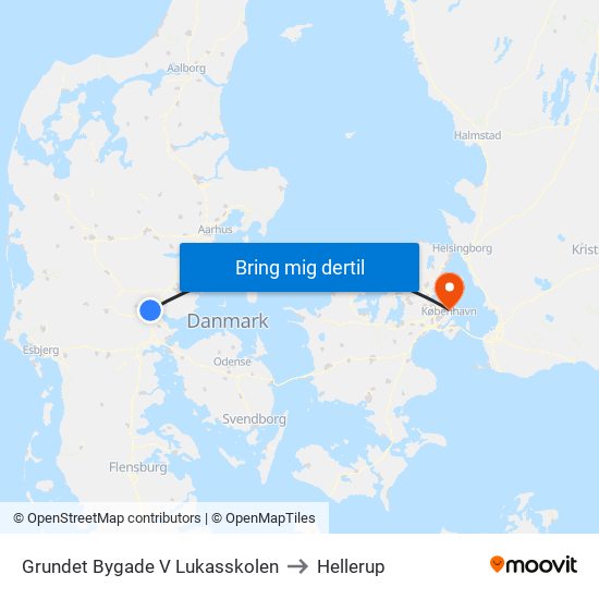 Grundet Bygade V Lukasskolen to Hellerup map