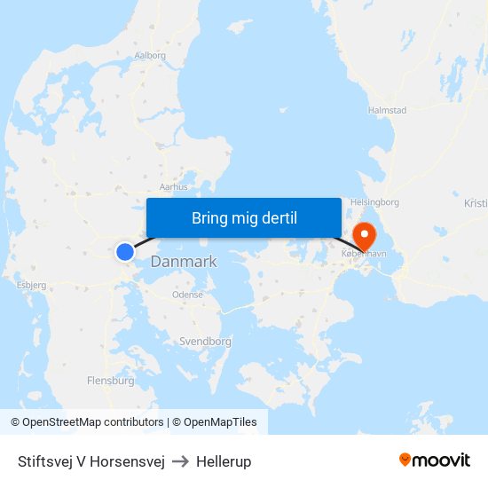 Stiftsvej V Horsensvej to Hellerup map