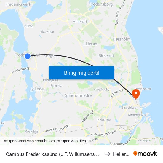 Campus Frederikssund (J.F. Willumsens Vej) to Hellerup map