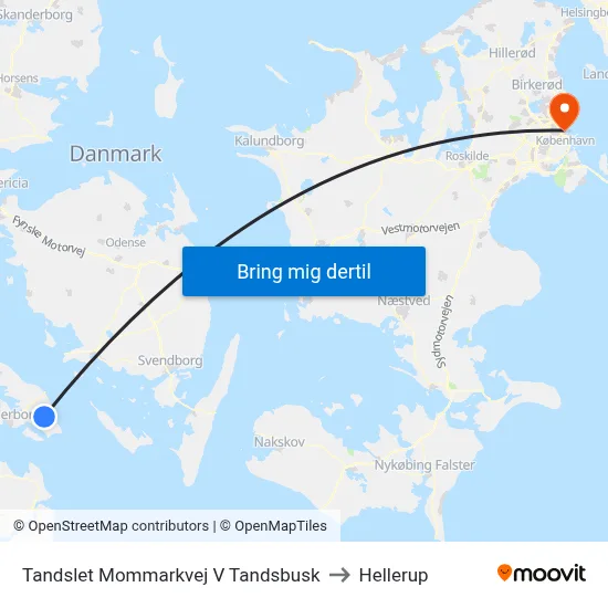 Tandslet Mommarkvej V Tandsbusk to Hellerup map