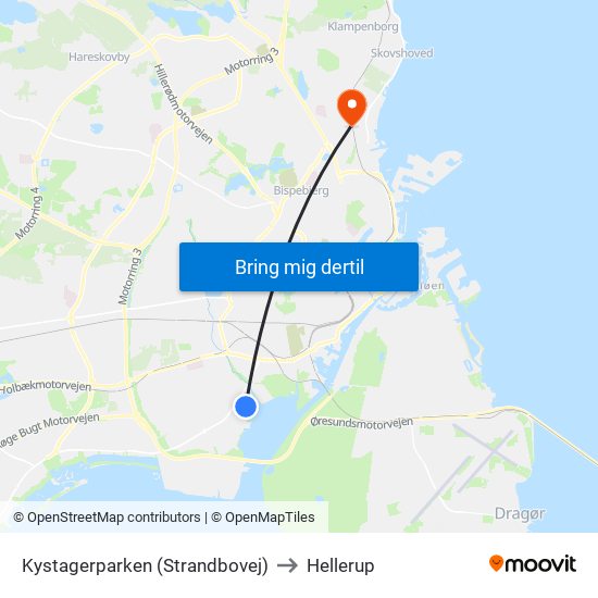 Kystagerparken (Strandbovej) to Hellerup map