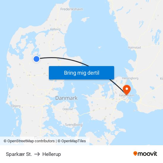 Sparkær St. to Hellerup map
