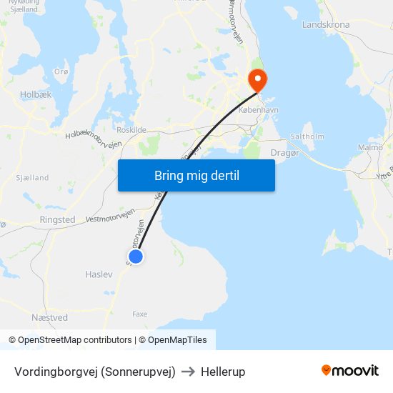 Vordingborgvej (Sonnerupvej) to Hellerup map