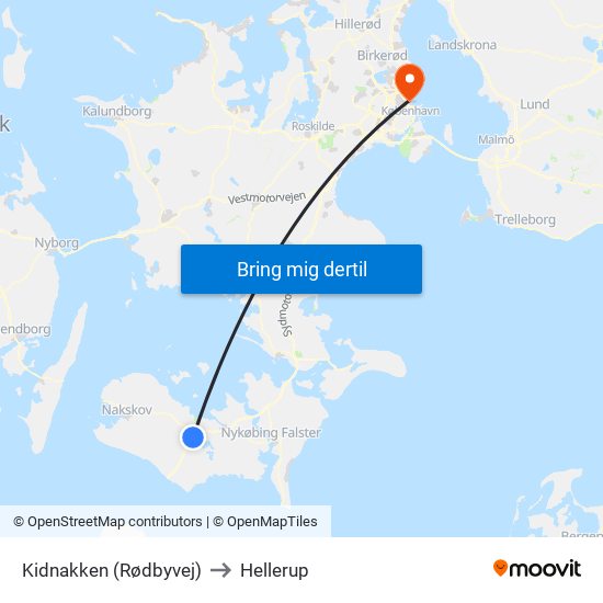 Kidnakken (Rødbyvej) to Hellerup map