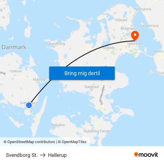 Svendborg St. to Hellerup map