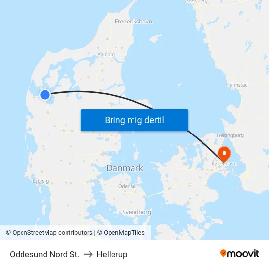 Oddesund Nord St. to Hellerup map