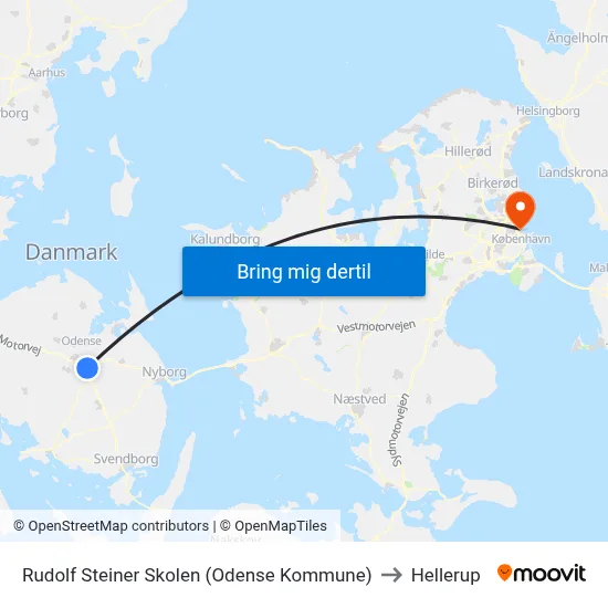 Rudolf Steiner Skolen (Odense Kommune) to Hellerup map