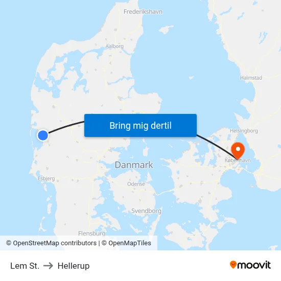 Lem St. to Hellerup map