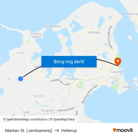 Mørkøv St. (Jernbanevej) to Hellerup map