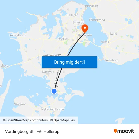 Vordingborg St. to Hellerup map