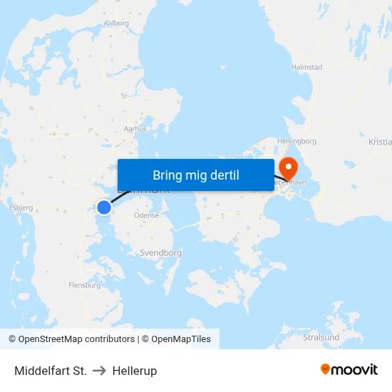 Middelfart St. to Hellerup map