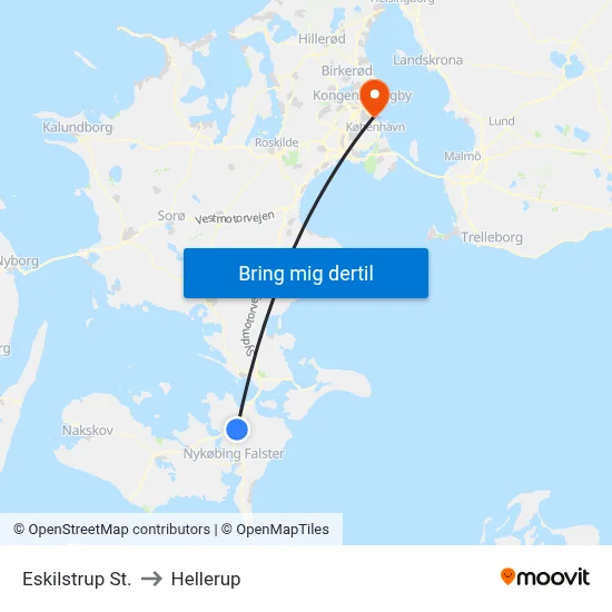 Eskilstrup St. to Hellerup map