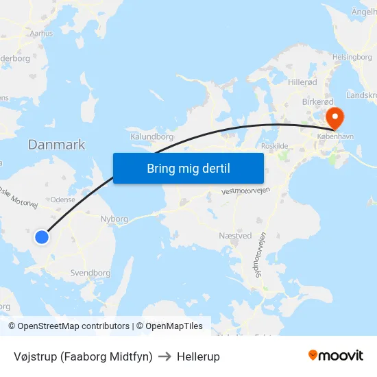 Vøjstrup (Faaborg Midtfyn) to Hellerup map