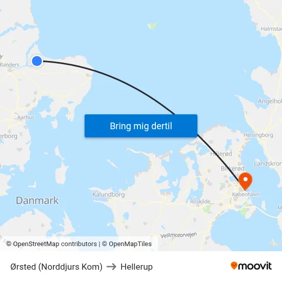 Ørsted (Norddjurs Kom) to Hellerup map