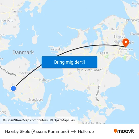 Haarby Skole (Assens Kommune) to Hellerup map