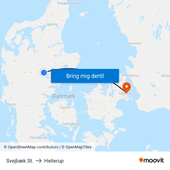 Svejbæk St. to Hellerup map