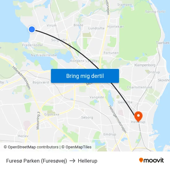 Furesø Parken (Furesøvej) to Hellerup map