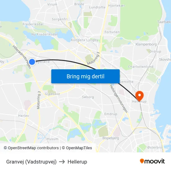Granvej (Vadstrupvej) to Hellerup map