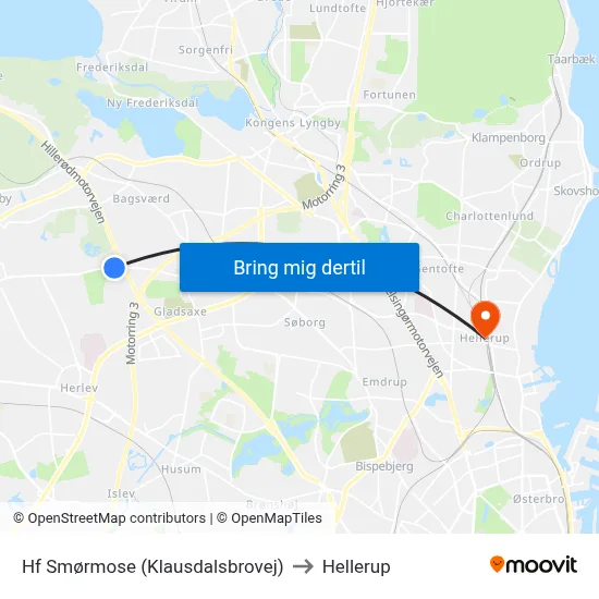 Hf Smørmose (Klausdalsbrovej) to Hellerup map