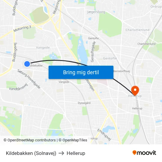 Kildebakken (Solnavej) to Hellerup map