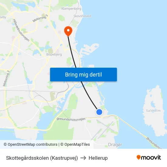 Skottegårdsskolen (Kastrupvej) to Hellerup map